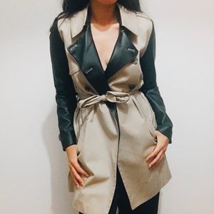 BCBG Trench Coat w/ Leatherette Details